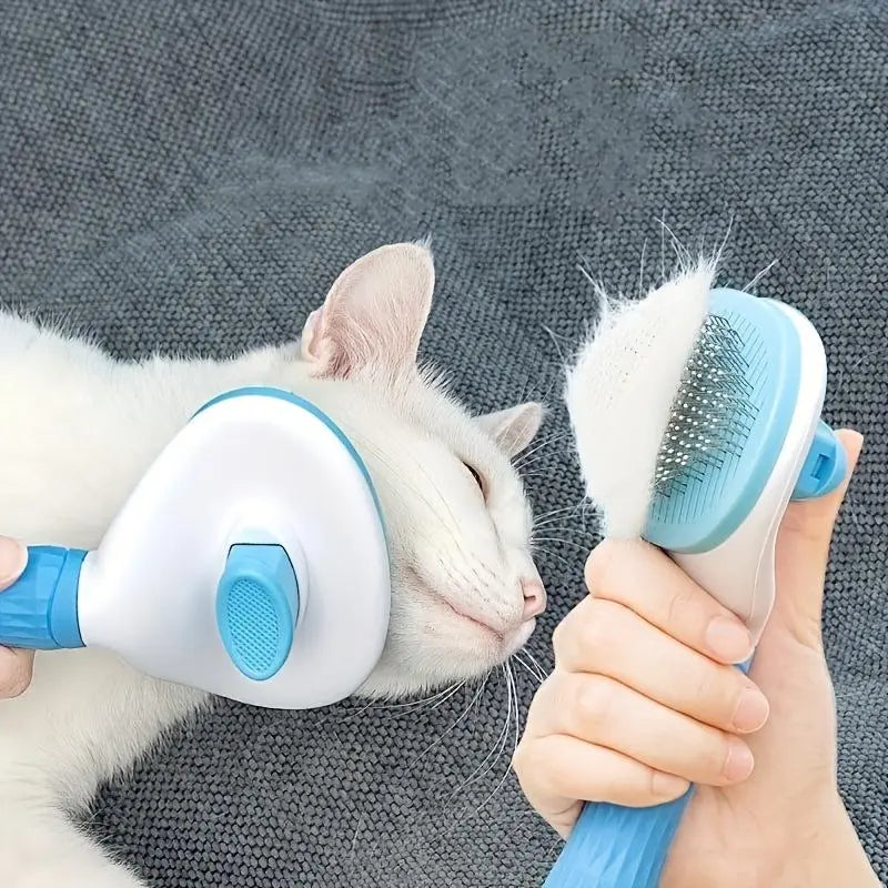 Pet Hair Removal Comb, 1 Count Pet Grooming Brush, One-Click Cleaning Pet Hair Remover, Dog & Cat Grooming Supplies, Dog & Cat Accessories