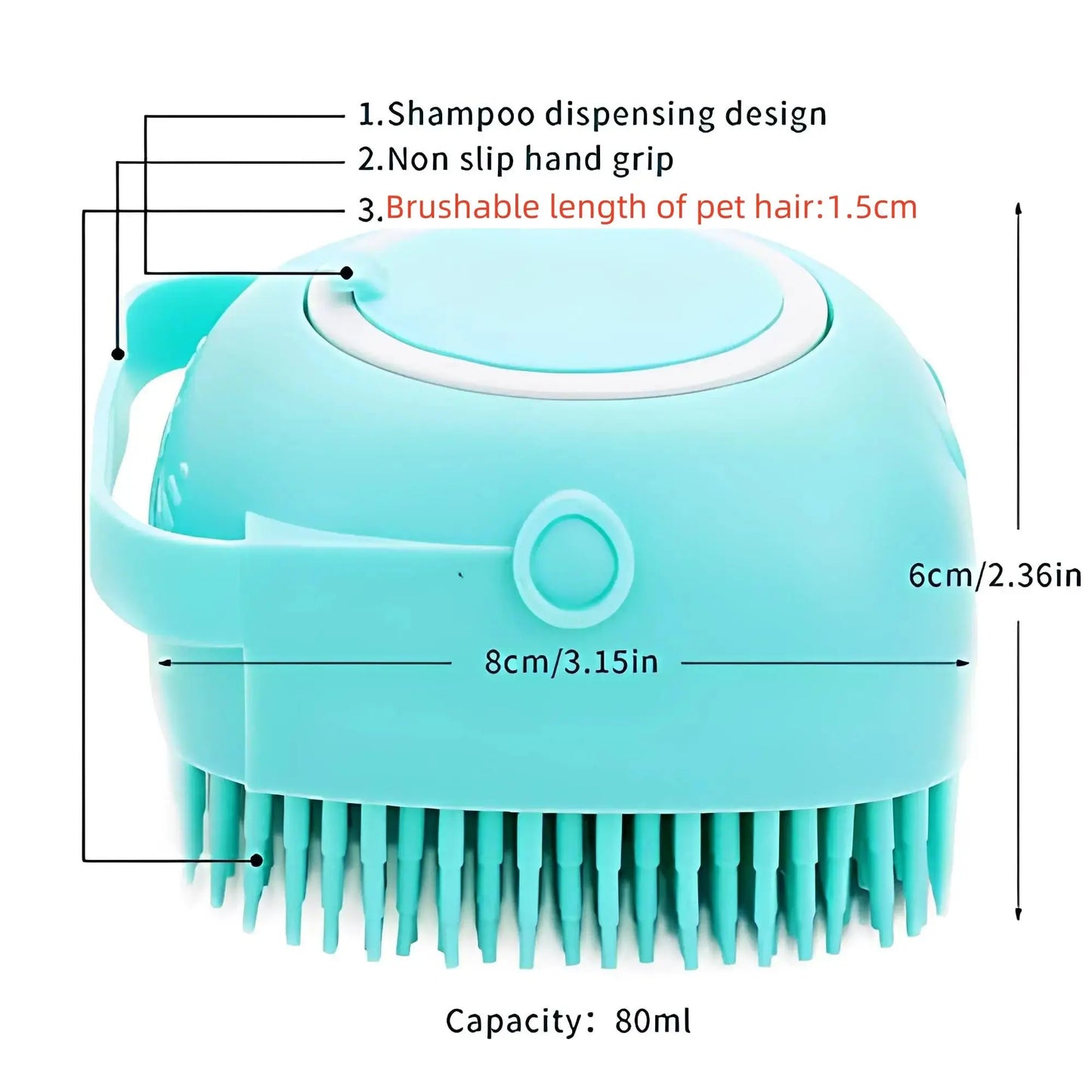 Spring 2 in 1 Silicone Pet Bath Brush, 1/2 Counts Multifunctional Pet Bath Soap Dispenser Massage Brush, Dog Cat Bath Shower Massaging Accessories for Holiday Gift