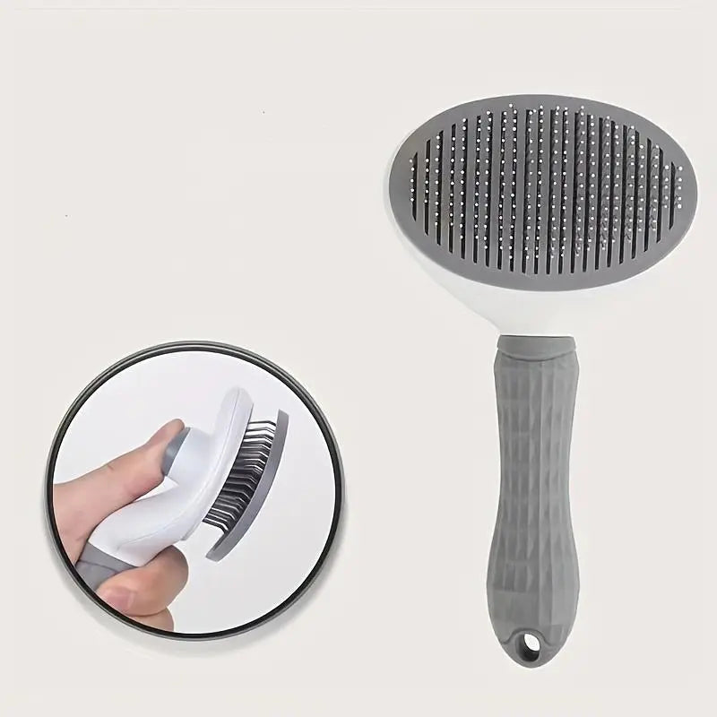 Pet Hair Removal Comb, 1 Count Pet Grooming Brush, One-Click Cleaning Pet Hair Remover, Dog & Cat Grooming Supplies, Dog & Cat Accessories