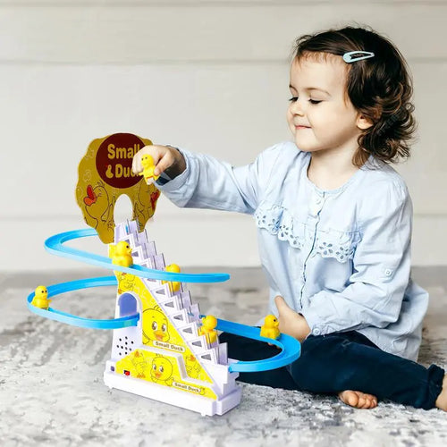 Small Ducks Climbing Toys, Electric Ducks Race Track Chasing Game Set, Playful Roller Coaster Toy with LED Flashing Lights & Music #GLOBAL PICKS
