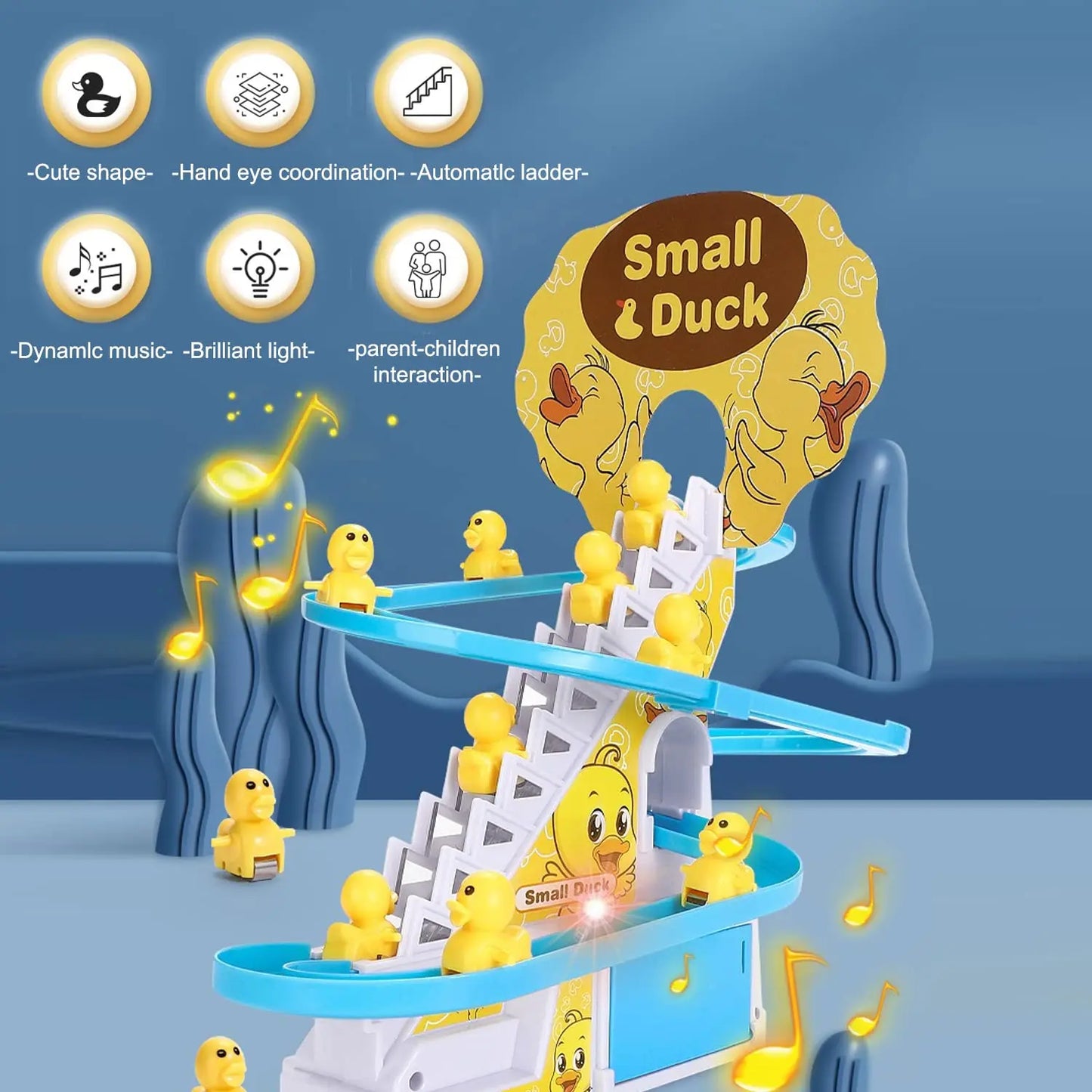 Small Ducks Climbing Toys, Electric Ducks Race Track Chasing Game Set, Playful Roller Coaster Toy with LED Flashing Lights & Music #GLOBAL PICKS