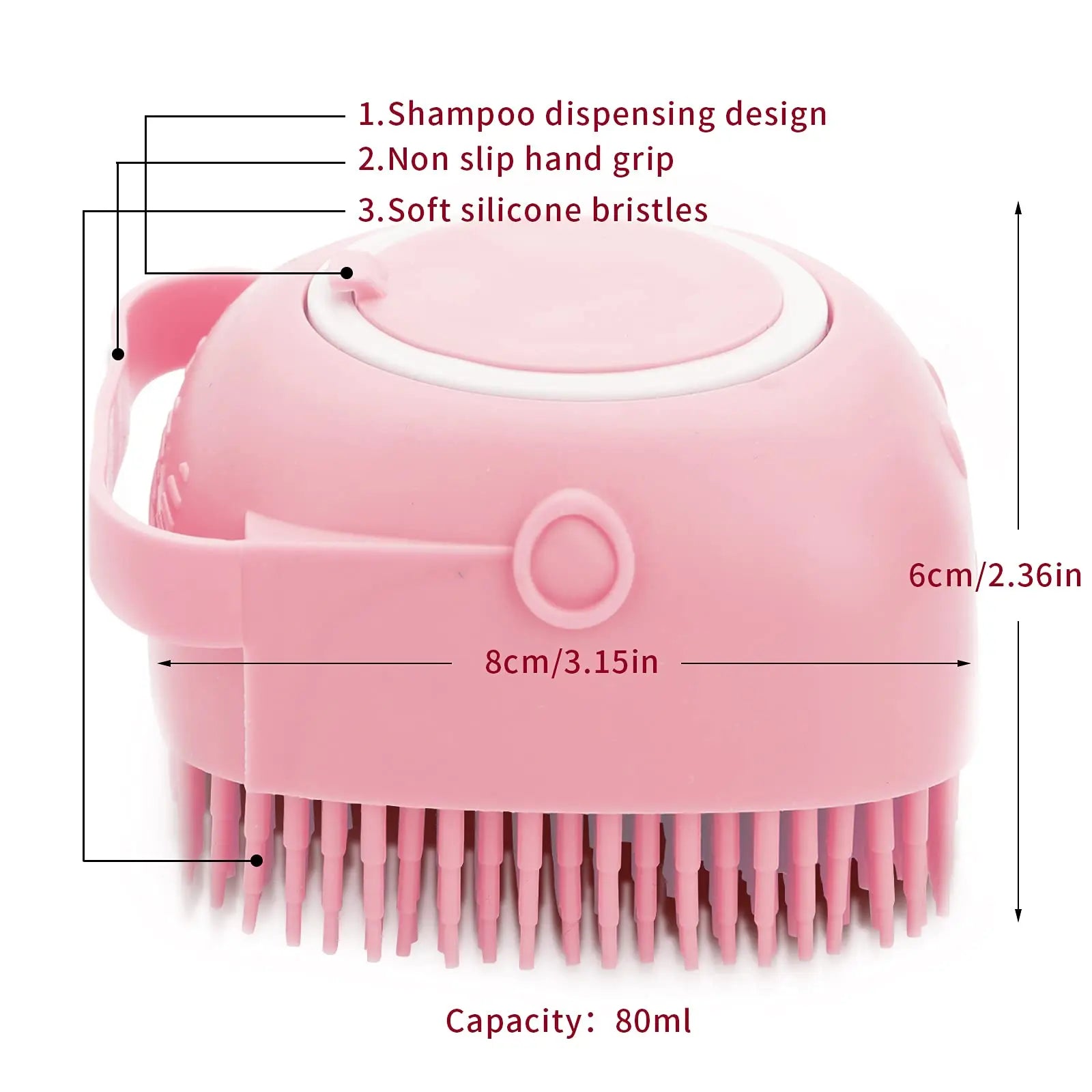 Spring 2 in 1 Silicone Pet Bath Brush, 1/2 Counts Multifunctional Pet Bath Soap Dispenser Massage Brush, Dog Cat Bath Shower Massaging Accessories for Holiday Gift