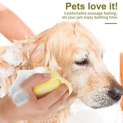 Spring 2 in 1 Silicone Pet Bath Brush, 1/2 Counts Multifunctional Pet Bath Soap Dispenser Massage Brush, Dog Cat Bath Shower Massaging Accessories for Holiday Gift