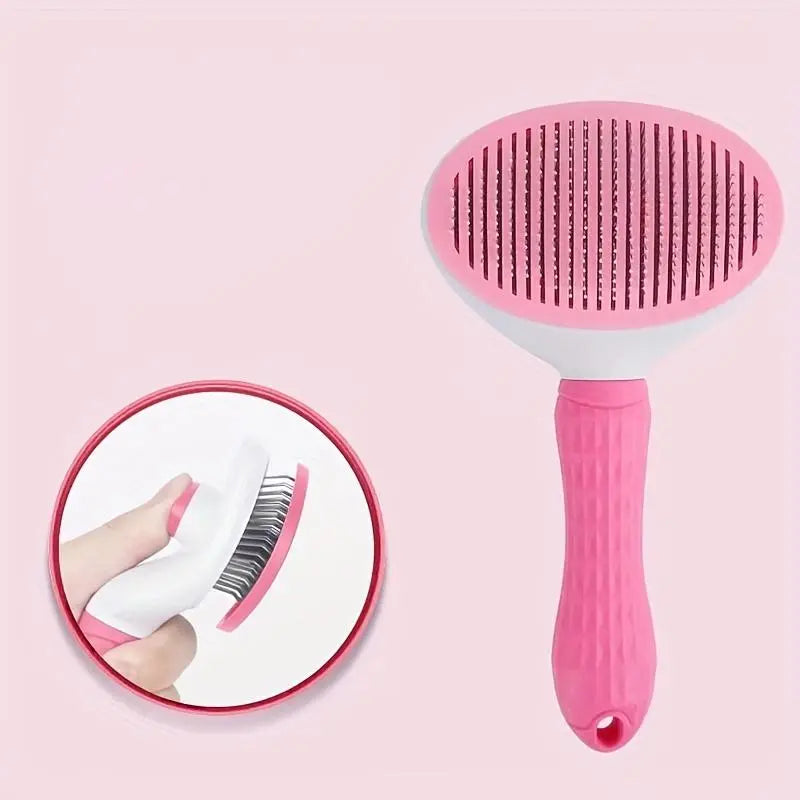 Pet Hair Removal Comb, 1 Count Pet Grooming Brush, One-Click Cleaning Pet Hair Remover, Dog & Cat Grooming Supplies, Dog & Cat Accessories