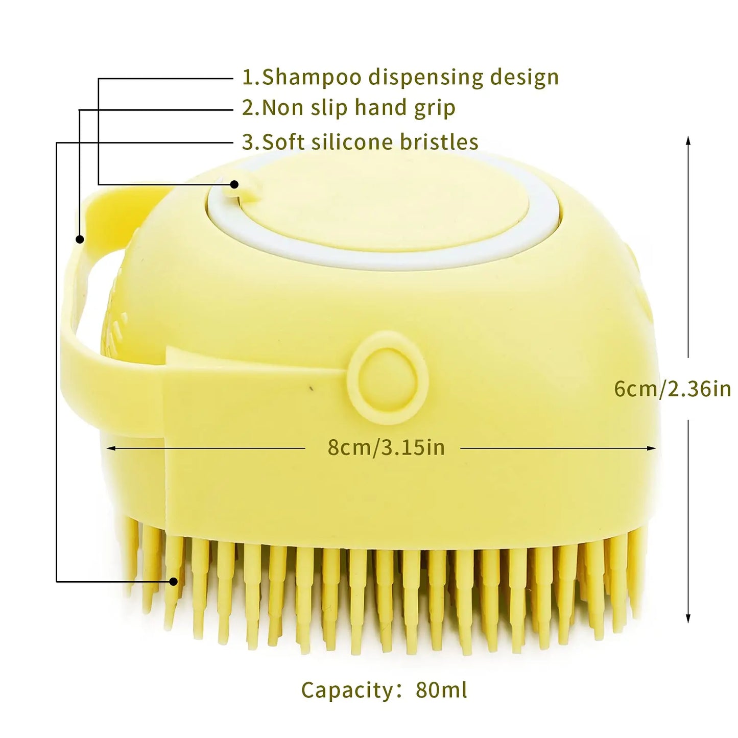 Spring 2 in 1 Silicone Pet Bath Brush, 1/2 Counts Multifunctional Pet Bath Soap Dispenser Massage Brush, Dog Cat Bath Shower Massaging Accessories for Holiday Gift
