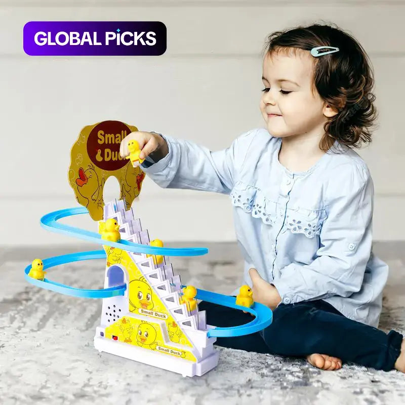 Small Ducks Climbing Toys, Electric Ducks Race Track Chasing Game Set, Playful Roller Coaster Toy with LED Flashing Lights & Music #GLOBAL PICKS