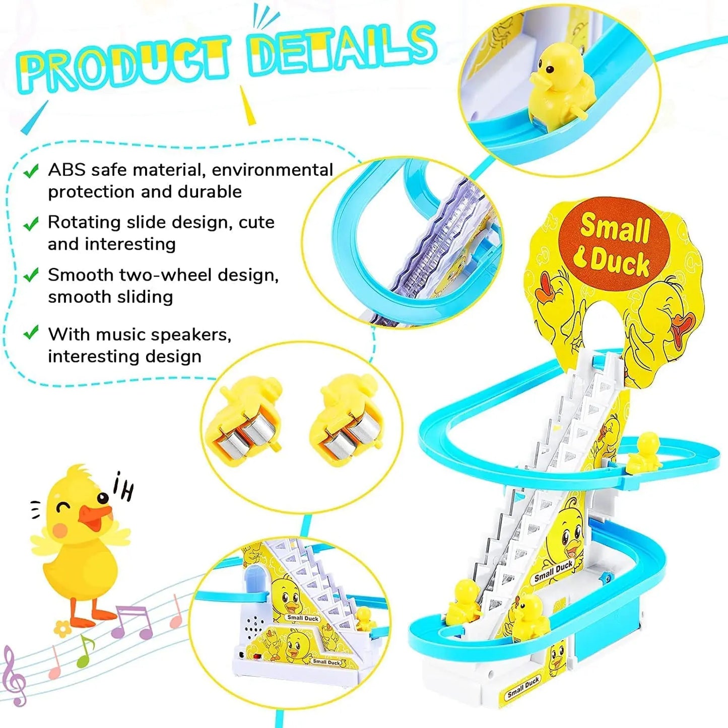Small Ducks Climbing Toys, Electric Ducks Race Track Chasing Game Set, Playful Roller Coaster Toy with LED Flashing Lights & Music #GLOBAL PICKS