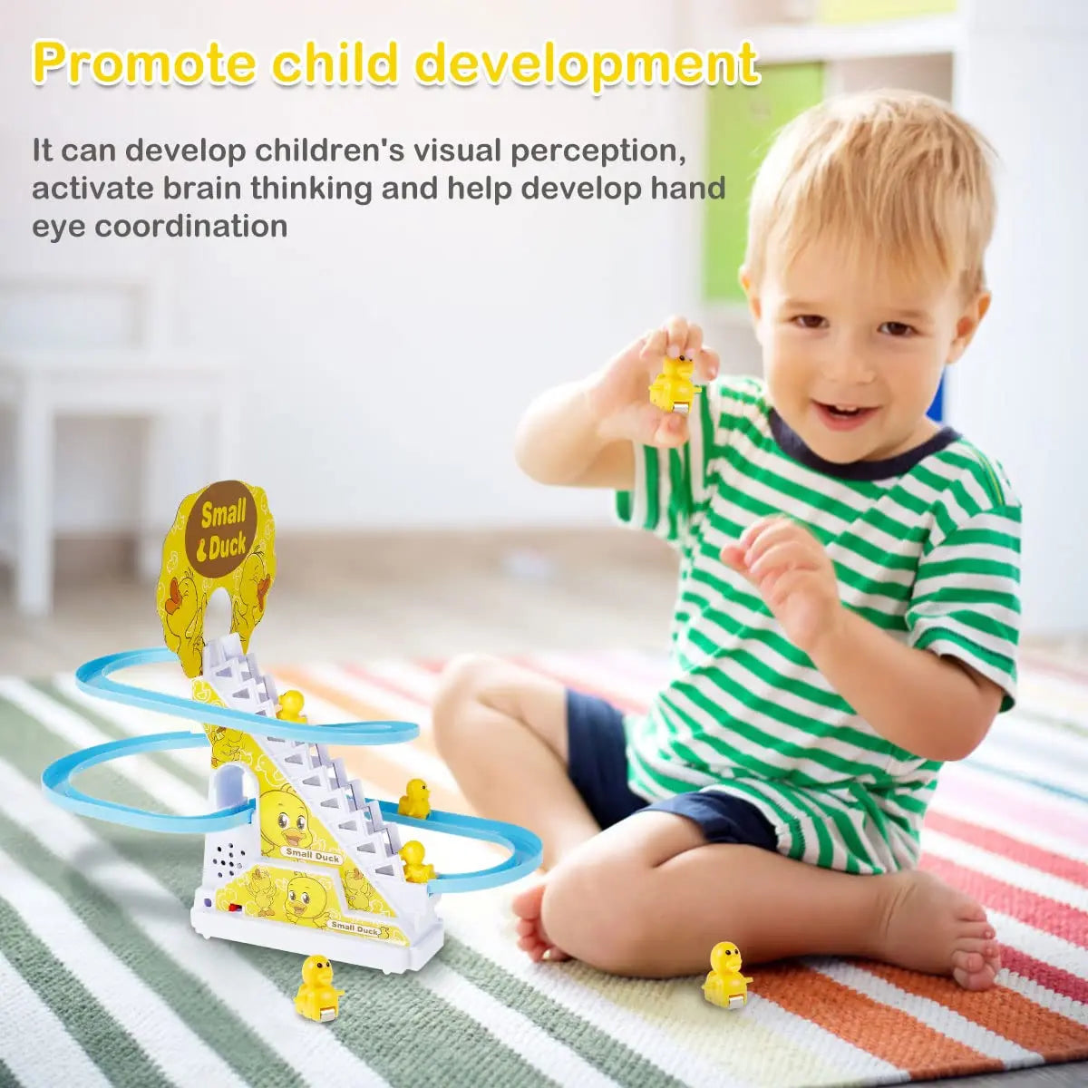 Small Ducks Climbing Toys, Electric Ducks Race Track Chasing Game Set, Playful Roller Coaster Toy with LED Flashing Lights & Music #GLOBAL PICKS