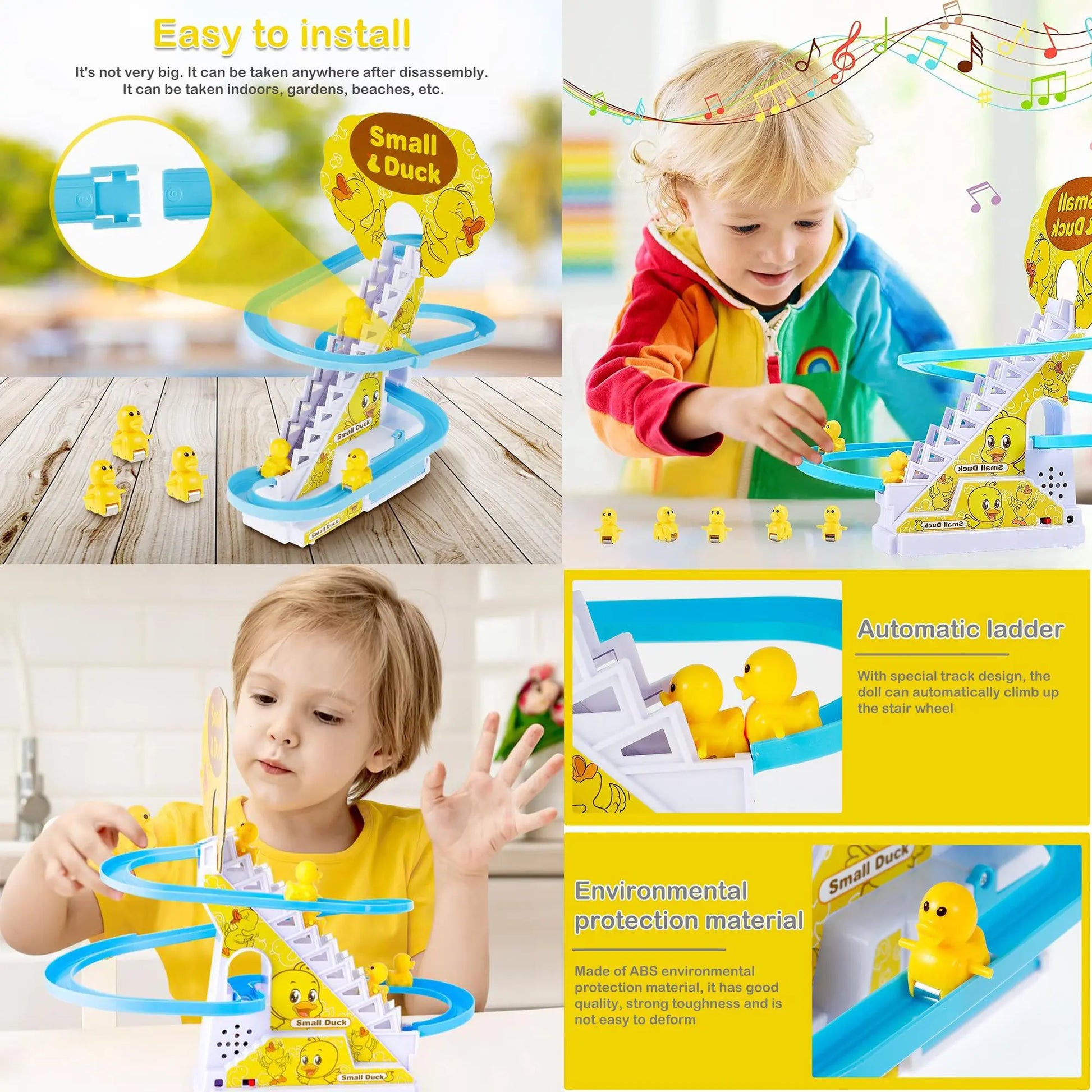 Small Ducks Climbing Toys, Electric Ducks Race Track Chasing Game Set, Playful Roller Coaster Toy with LED Flashing Lights & Music #GLOBAL PICKS
